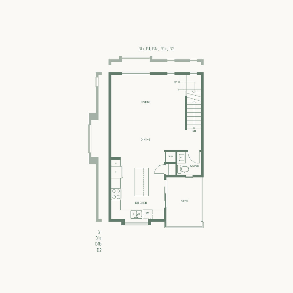 Kinship Living B floorplan, main floor level