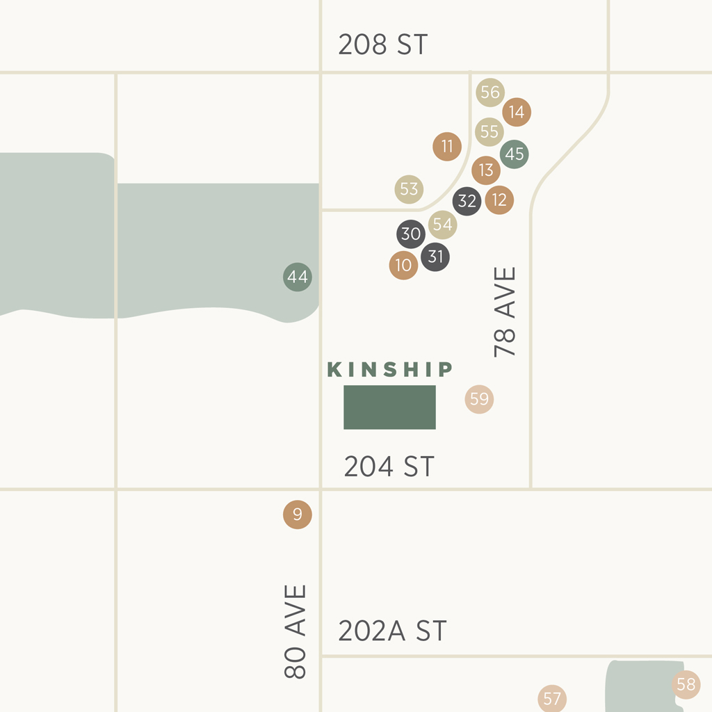 Kinship Living neighbourhood amenities map, zoomed in